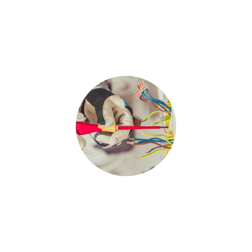 Service electrician working with electrical wires