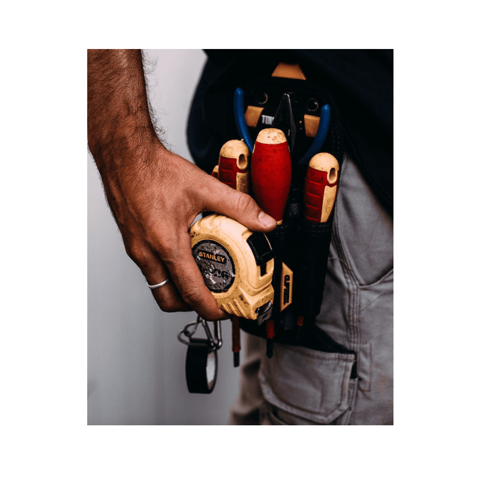 Service technician with tools